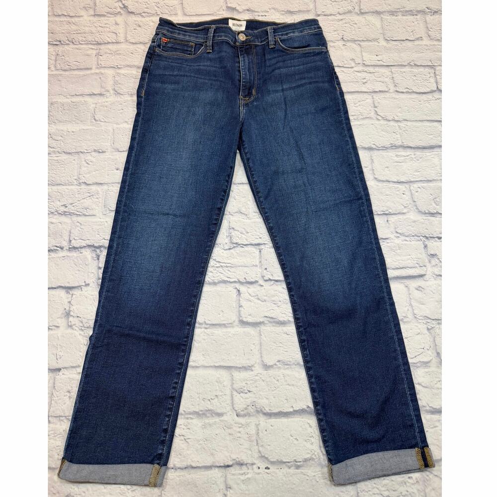 Hudson Blair Cuffed High Rise Straight Cropped Jeans ALYONA Wash II Sz 29 J45